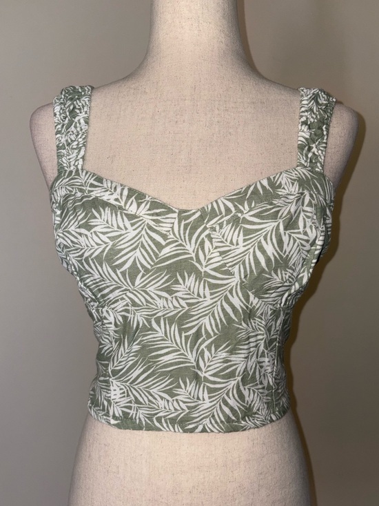 Japna Tops - Japna Leaf-Print Cropped Cotton Blend Bustier Style Tank Size M